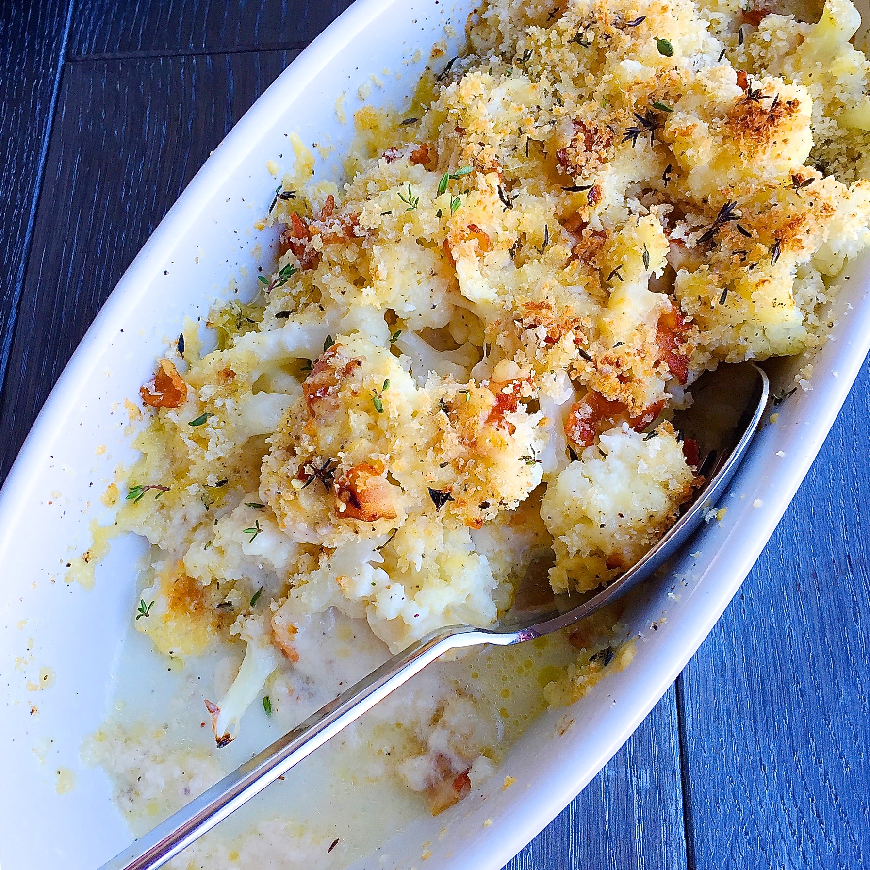 Best Cheesy Cauliflower Gratin with Bacon Bread Crumbs RecipeHow to