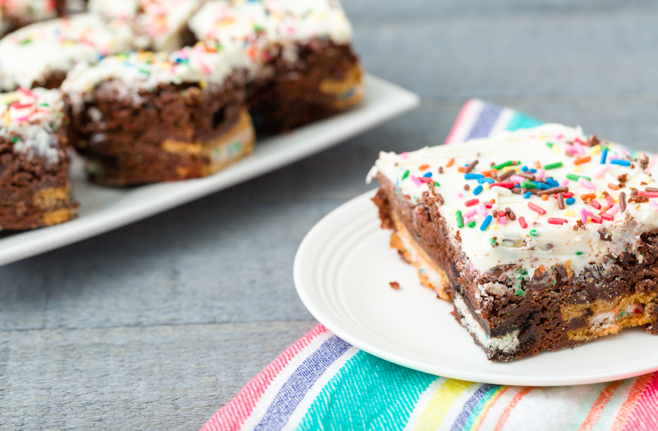 Birthday Cake Oreo Brownie Bars