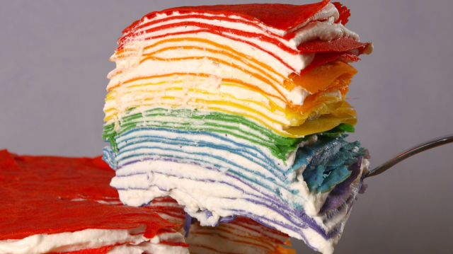Making Rainbow Crepe Cake Video — Rainbow Crepe Cake Video