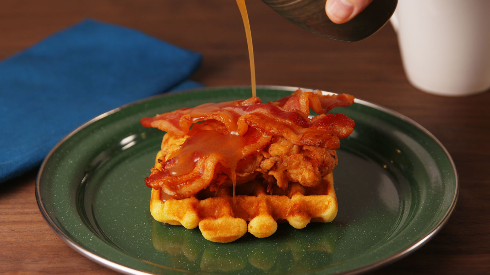 Best Maple Bourbon Chicken & Waffle Sandwich Recipe Delish