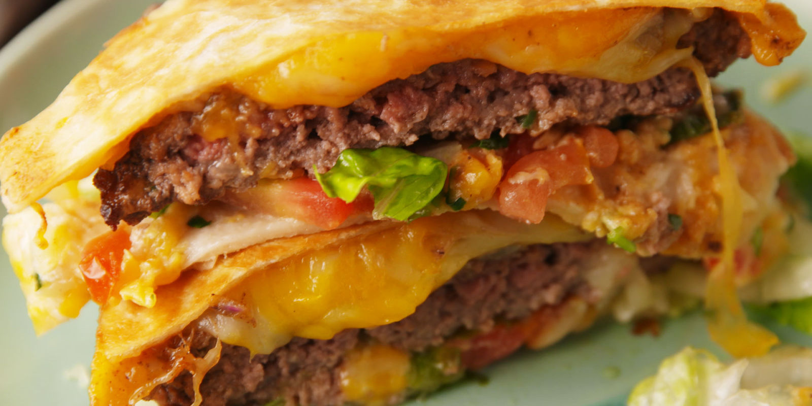Cooking Cheeseburger Quesadilla Video — Cheeseburger Quesadilla Recipe