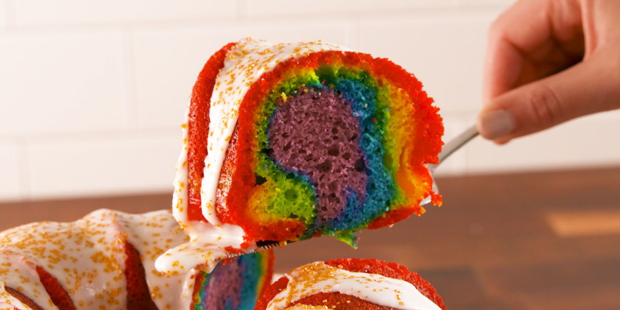 Baking Rainbow Bundt Cake Video — Rainbow Bundt Cake Recipe How To Video
