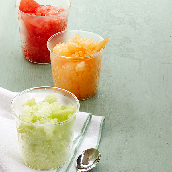 Watermelon, Honeydew, and Cantaloupe Granitas Recipe